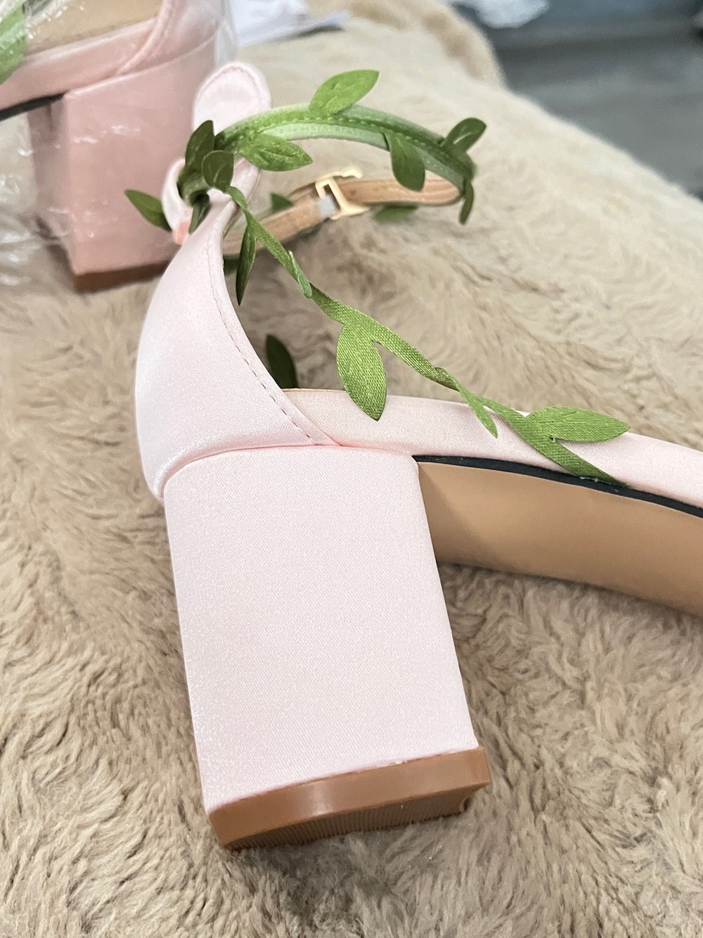 Betsey Johnson Pink Heeled Sandals with Lavender & White Floral Accents - Picture 3 of 5
